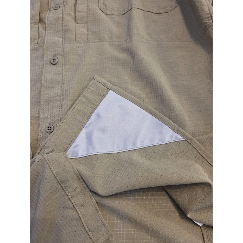 HUK Men's Fishing Shirt XXXL Khaki Long Sleeve Performance Button Up Performance - Picture 5 of 7